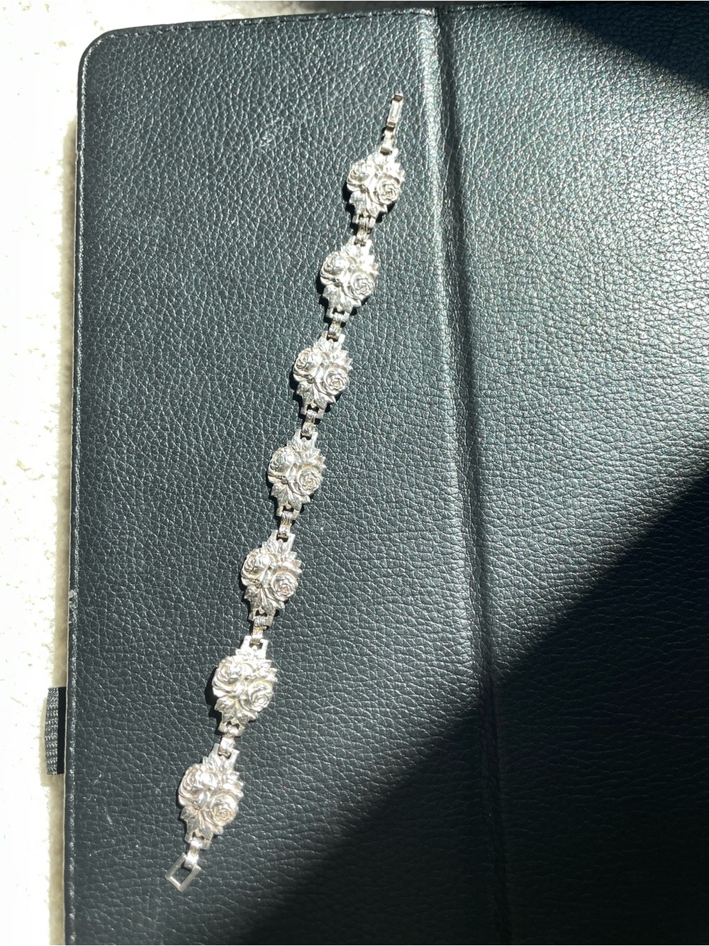 Vintage Sterling Silver Rose and Catholic Saints Bracelet